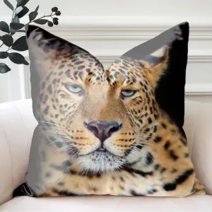 Velvet Throw Pillow Covers 18x18 Inch Behavior Leopard Animals Catlike Wildlife Africa Nature Moustaches Attentive Beasts Proud Careful Farmhouse Decorations Throw Cushion Case for Home Bed Couch