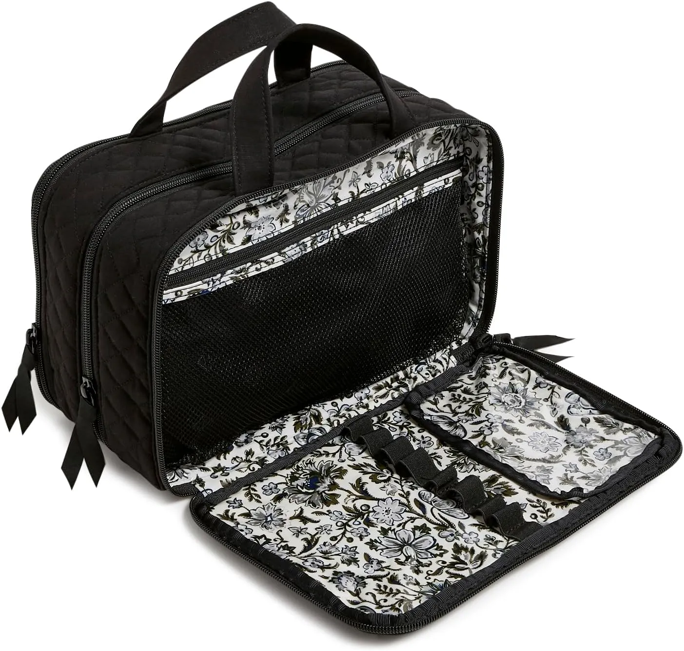 Vera Bradley Cotton Ultimate Travel Makeup Organizer Case, Black