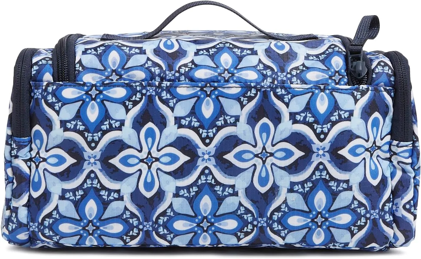 Vera Bradley Ripstop Large Travel Cosmetic Makeup Organizer Bag, Raindrop Medallion