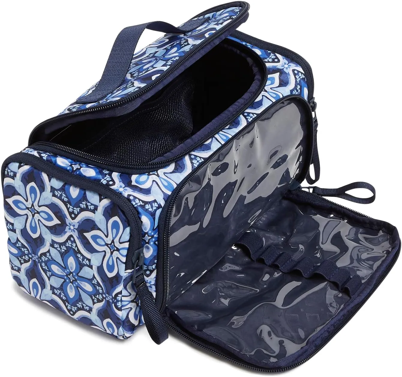 Vera Bradley Ripstop Large Travel Cosmetic Makeup Organizer Bag, Raindrop Medallion