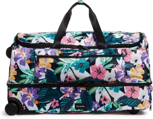 Vera Bradley Women's Recycled Ripstop XL Foldable Rolling Duffel Travel Bag, Island Floral, One Size