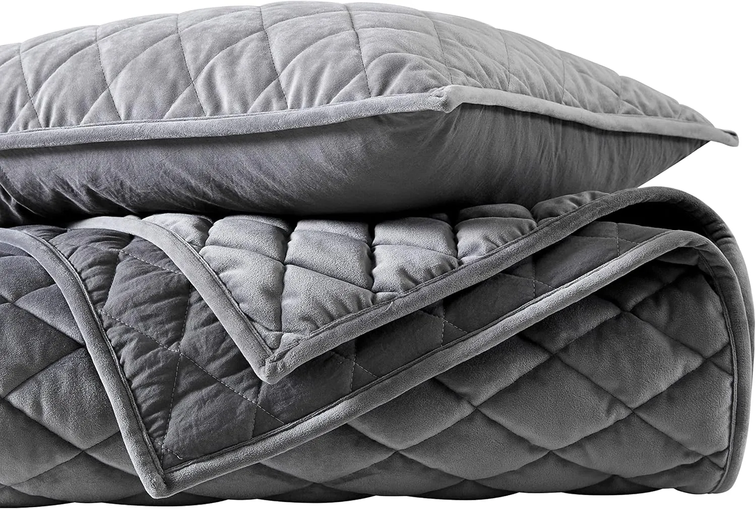 Vera Wang - Queen Quilt Set, Super Soft Bedding Set with Matching Shams, Modern Room Essentials (Diamond Velvet Charcoal Grey, Queen)