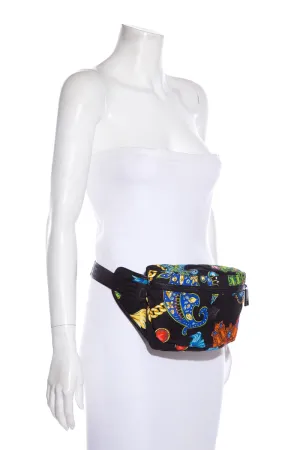 Versace Black & Multi Printed Fanny Pack