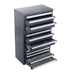VEVOR Drill Bit Dispenser Cabinet Set, Three-Drawer for 1/16" to 1/2" & Letter Sizes A to Z, Five-Drawer Drill Bit Organizer for Wire Gauge Sizes #1 to #60, 3 Pieces