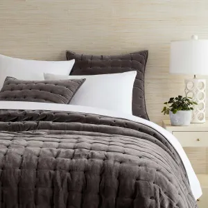 Vienna Velvet Shale Quilt, King Size, Grey Solid Pattern