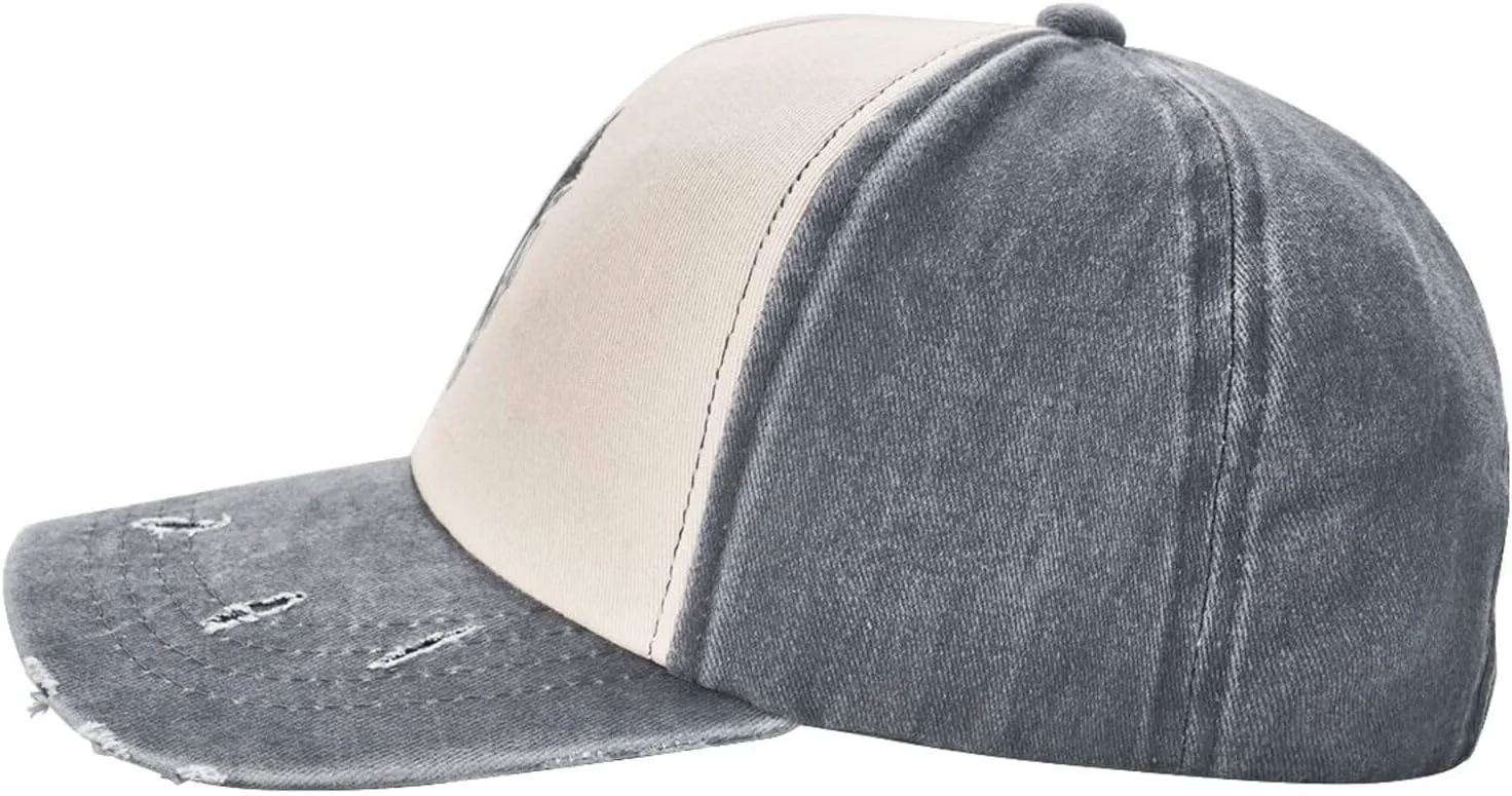 Viking Norse Wolf Raven Baseball Caps for Men Or Women Washed Denim Cowboy Trucker Hat Dark Red