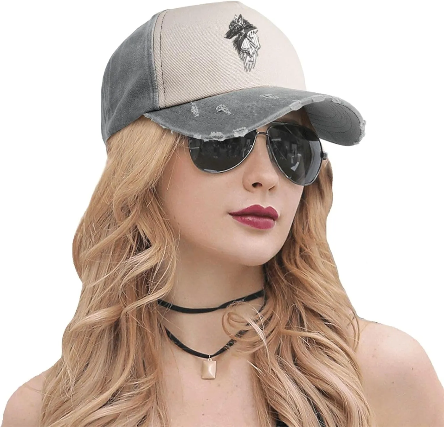 Viking Norse Wolf Raven Baseball Caps for Men Or Women Washed Denim Cowboy Trucker Hat Dark Red