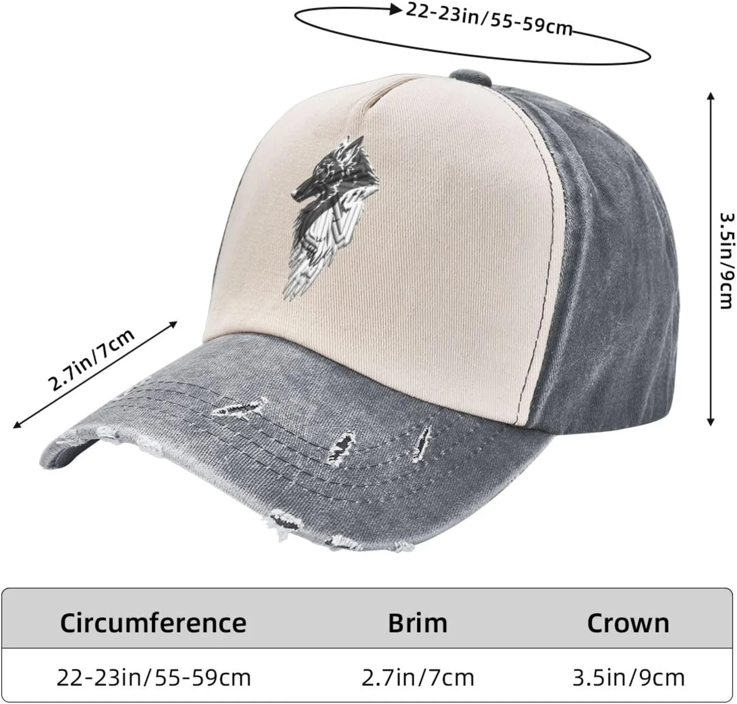 Viking Norse Wolf Raven Baseball Caps for Men Or Women Washed Denim Cowboy Trucker Hat Dark Red