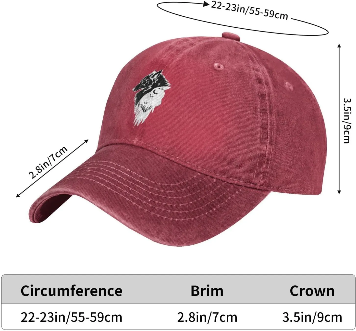 Viking Norse Wolf Raven Rune Adjustable Cowboy Hat Outdoor Travel Casual Hat Sandwich Hat Washed Denim Hat