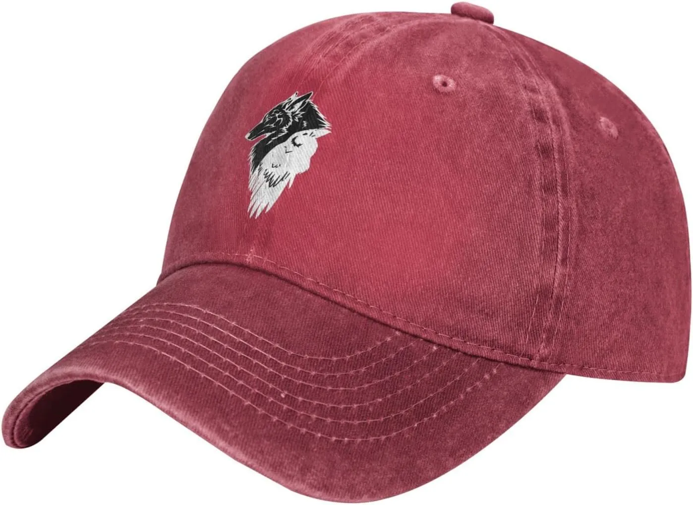 Viking Norse Wolf Raven Rune Adjustable Cowboy Hat Outdoor Travel Casual Hat Sandwich Hat Washed Denim Hat