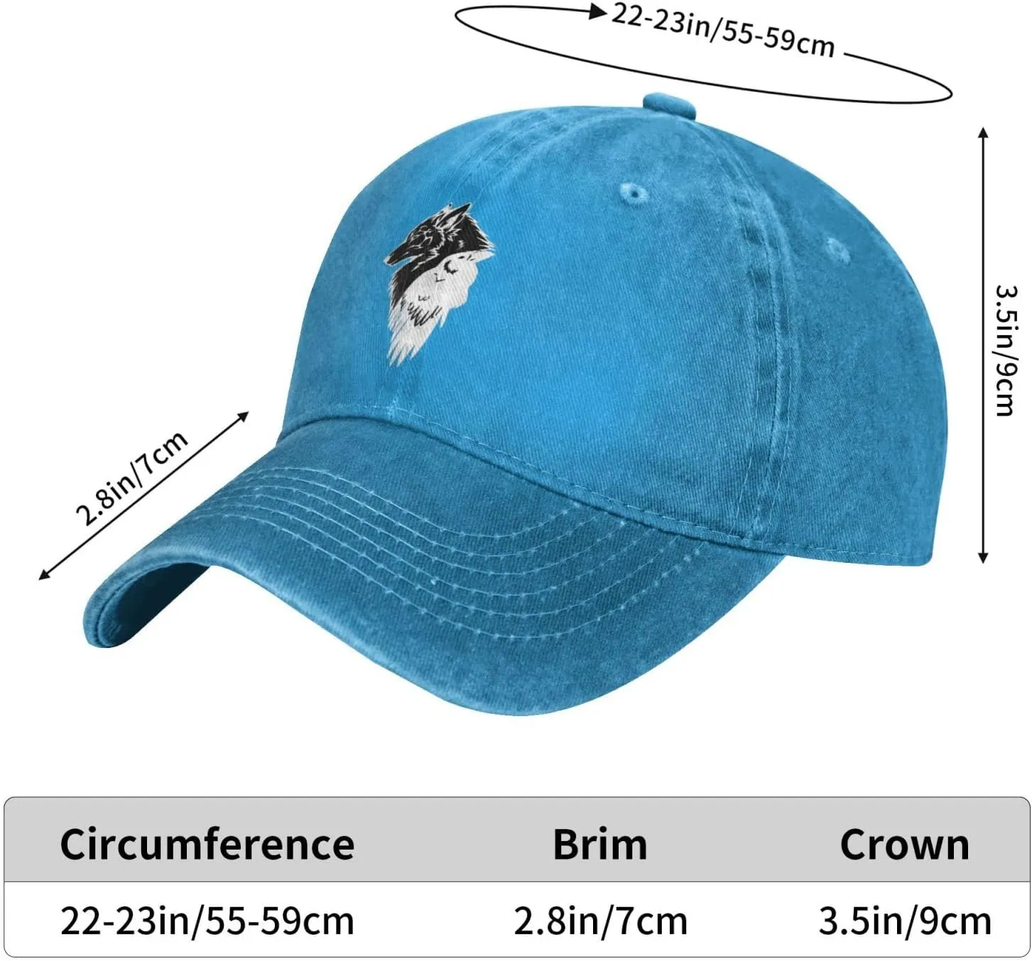 Viking Norse Wolf Raven Rune Adjustable Cowboy Hat Outdoor Travel Casual Hat Sandwich Hat Washed Denim Hat
