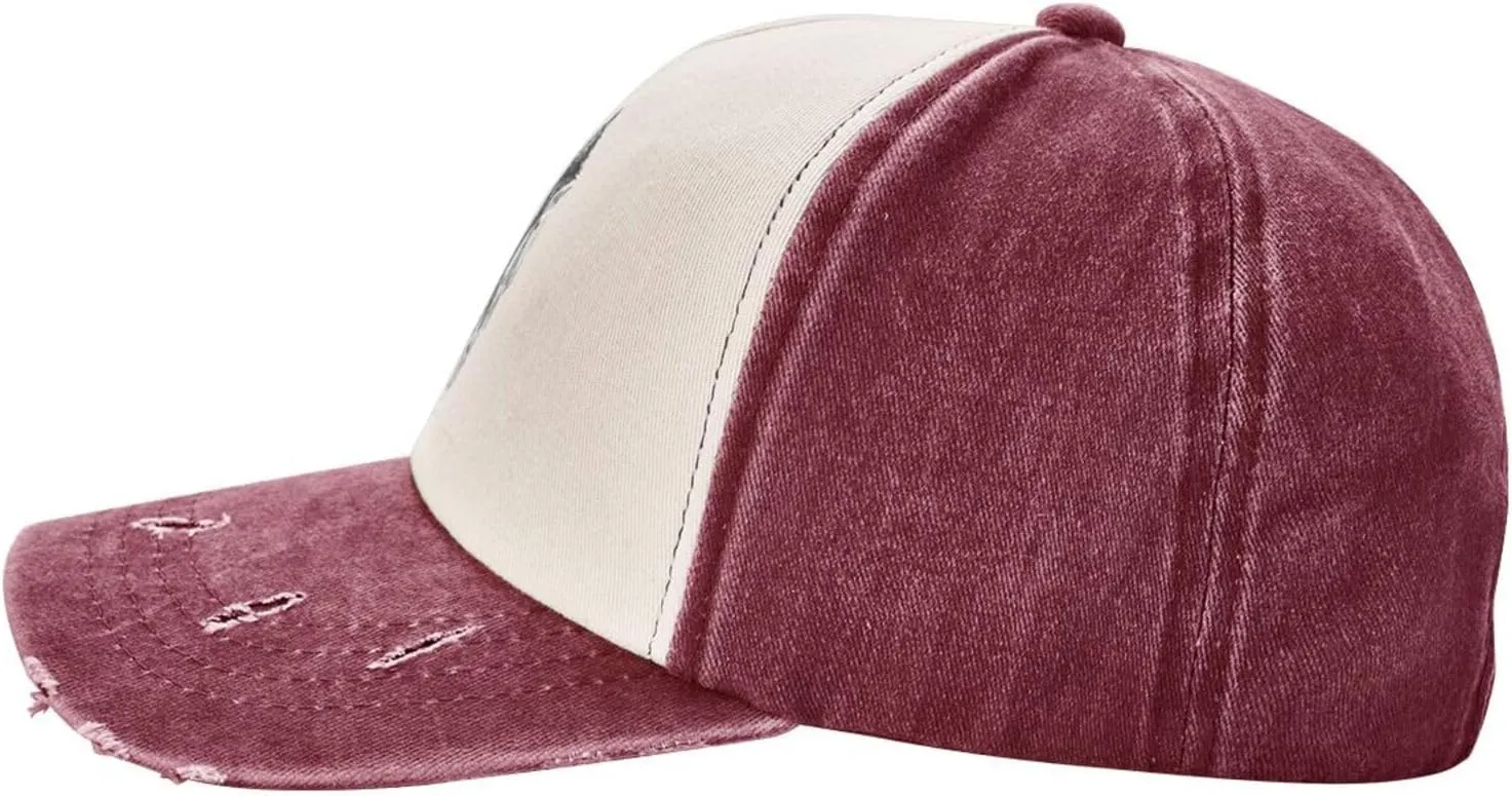 Viking Norse Wolf Raven,Denim Baseball Caps - Vintage Trucker Hats Dark Red