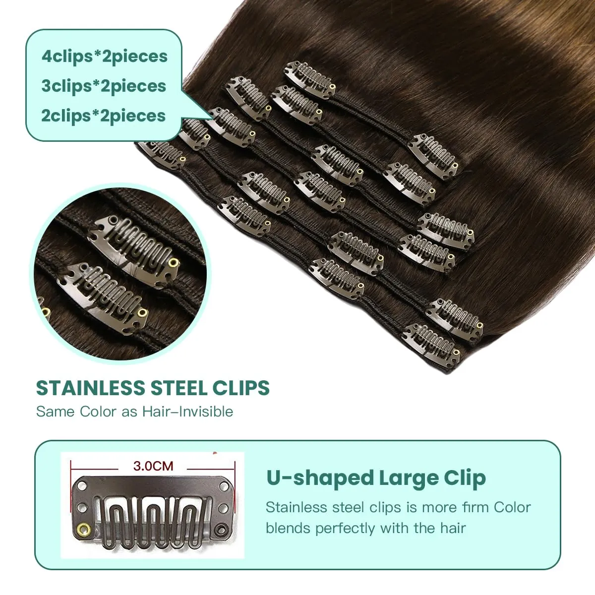 VINBAO 16 Inch Clip in Extension Real Hair Clip in Extensions Human Hair 100 Grams 6 Pieces Color 1B/4/27 Dark Roots to Blonde Balayage Sew in Clips for Extension Natural Hair (#1B/4/27, 16'')