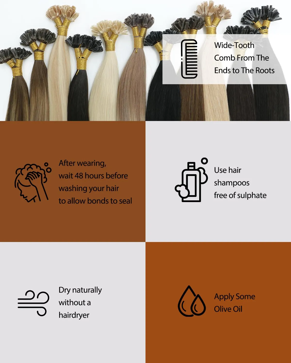 VINBAO U Tip Human Hair Extensions, Natural Black 50s 40g, Human Hair Extensions K Tip Hair Extensions, Hot Fusion Invisible Remy Keratin Hair Extensions 16in U Tip #1B