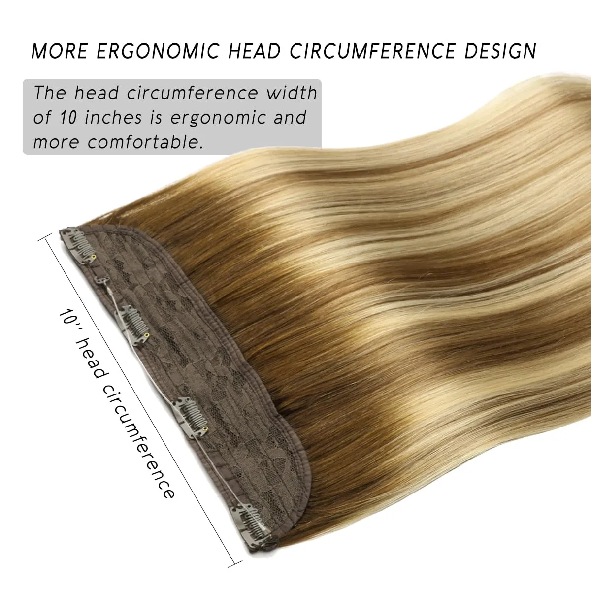VINBAO Wire Hair Extensions Human Hair Balayage Color 3 Fading to 8 and Highlight 22 Blonde Wire Hair 18 Inch 85g Secret Extensions with Invisible Line for Women (#3822 18in)