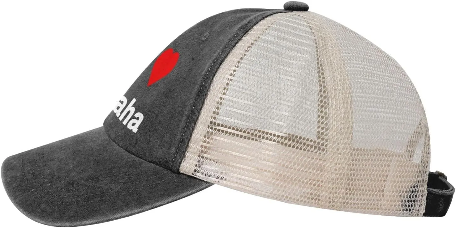 Vintage I Love Omaha Baseball Cap for Men Women Hats Cotton Breathable Mesh Cap