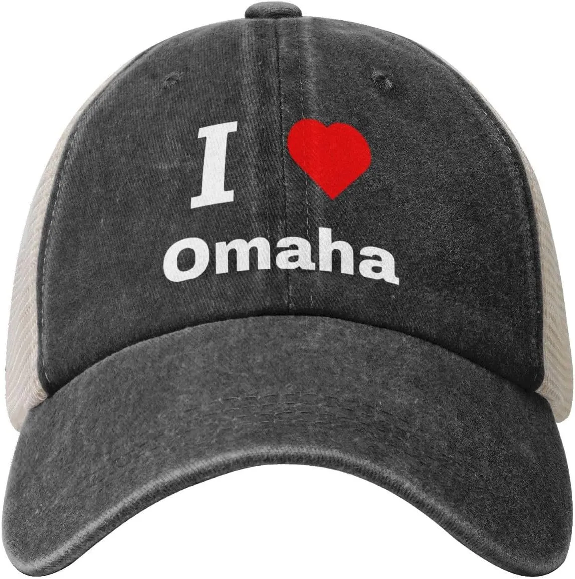 Vintage I Love Omaha Baseball Cap for Men Women Hats Cotton Breathable Mesh Cap