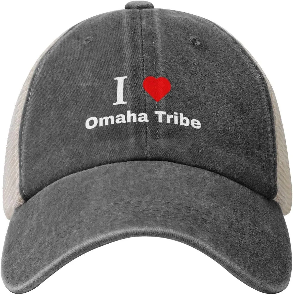 Vintage I Love Omaha Tribe Baseball Cap for Men Women Summer Cotton Breathable Mesh Back Cap