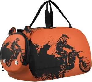 Vintage Motocross Sports Sports Duffle Bag for Girls Boys, Gym Bag with Shoe Compartment, Kids Travel Overnight Weekender Shoulder Bag