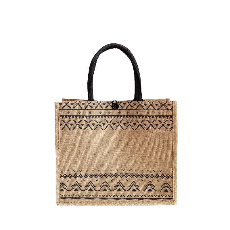 Vintage Natural Linen Simple Shopping Coarse Shoulder Bags