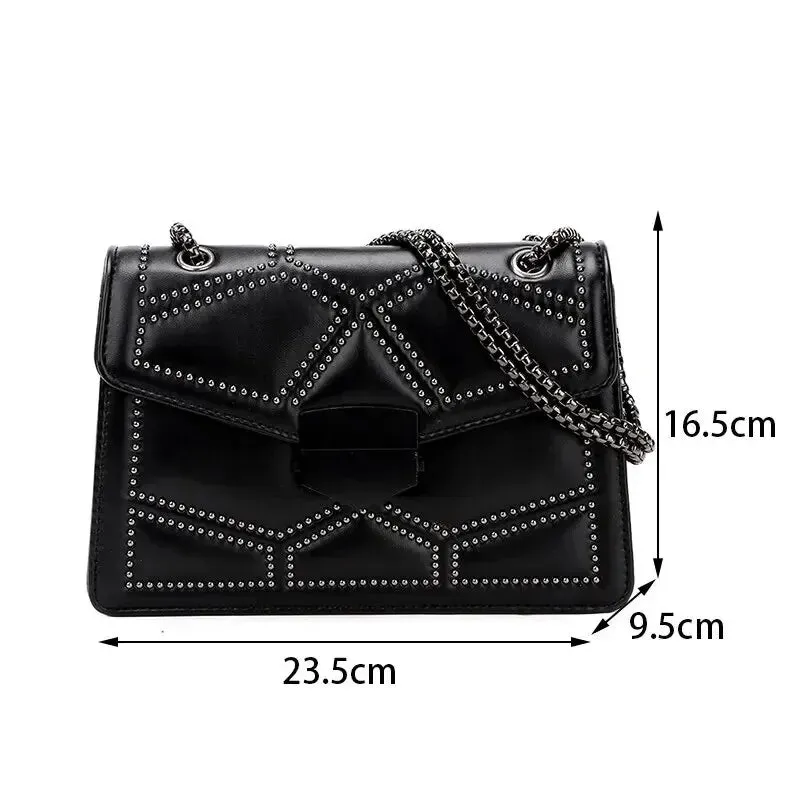Vintage Rivet Chain Shoulder Bag
