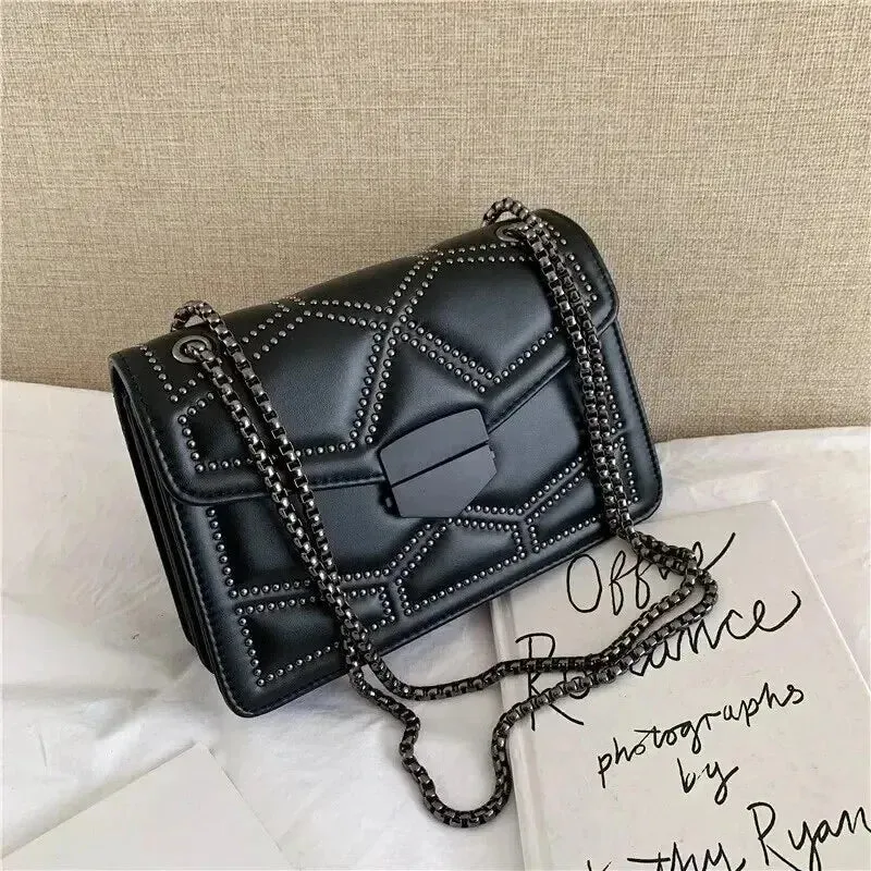 Vintage Rivet Chain Shoulder Bag