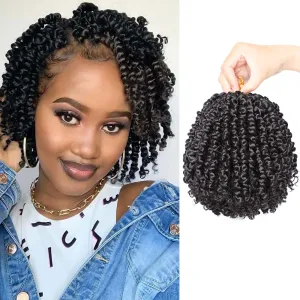 VIOLET Passion Twist Crochet Hair 6 Inch 9 Packs Natural Black Passion Twist Hair Short Twist Hair Prelooped Crochet Hair for Black Women（1B，6 Inch，9 Packs）