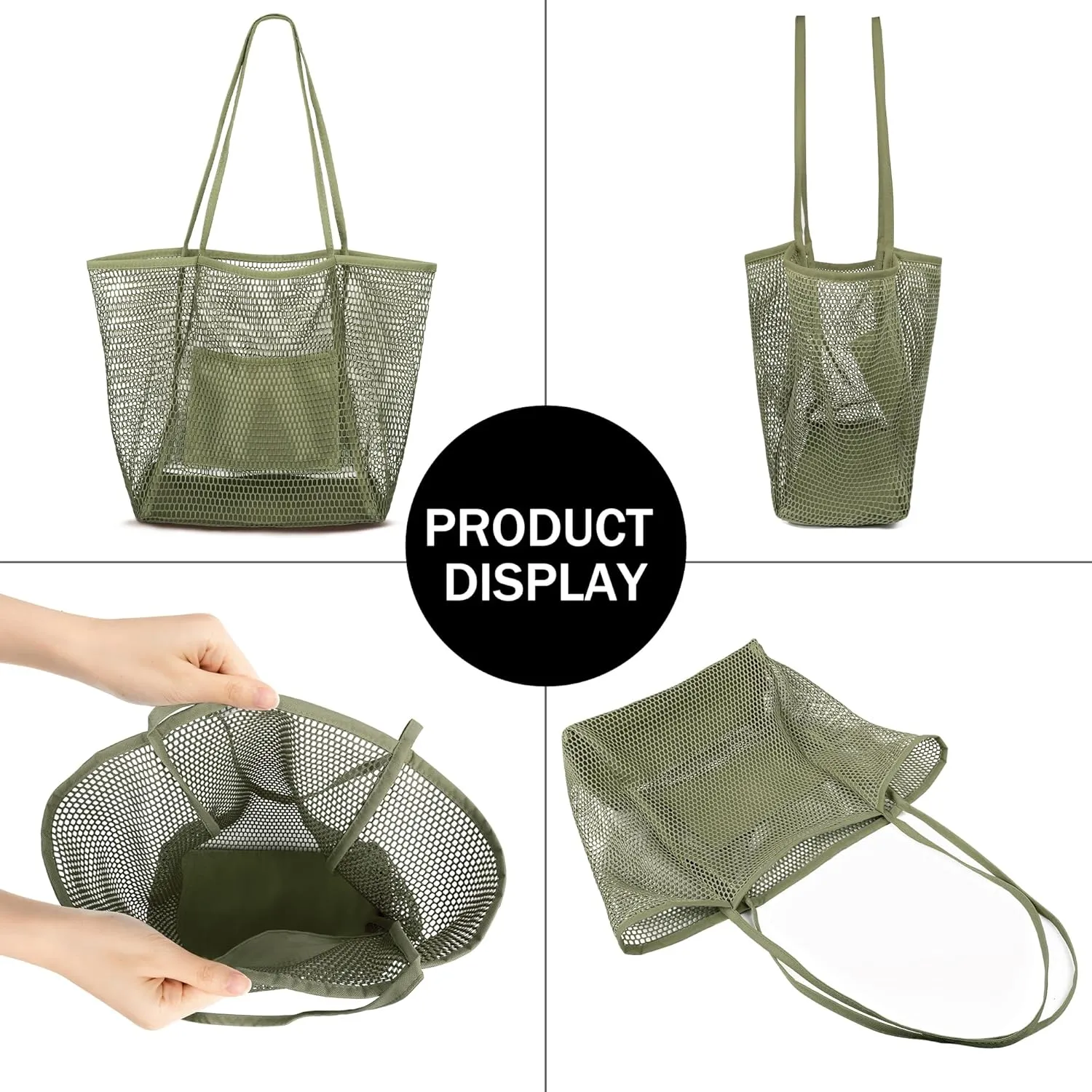 VOROLO Mesh Tote Beach Bag,Women Fairycore Hobo Bag,Shoulder Bag,Soft Summer Casual Crochet Bags