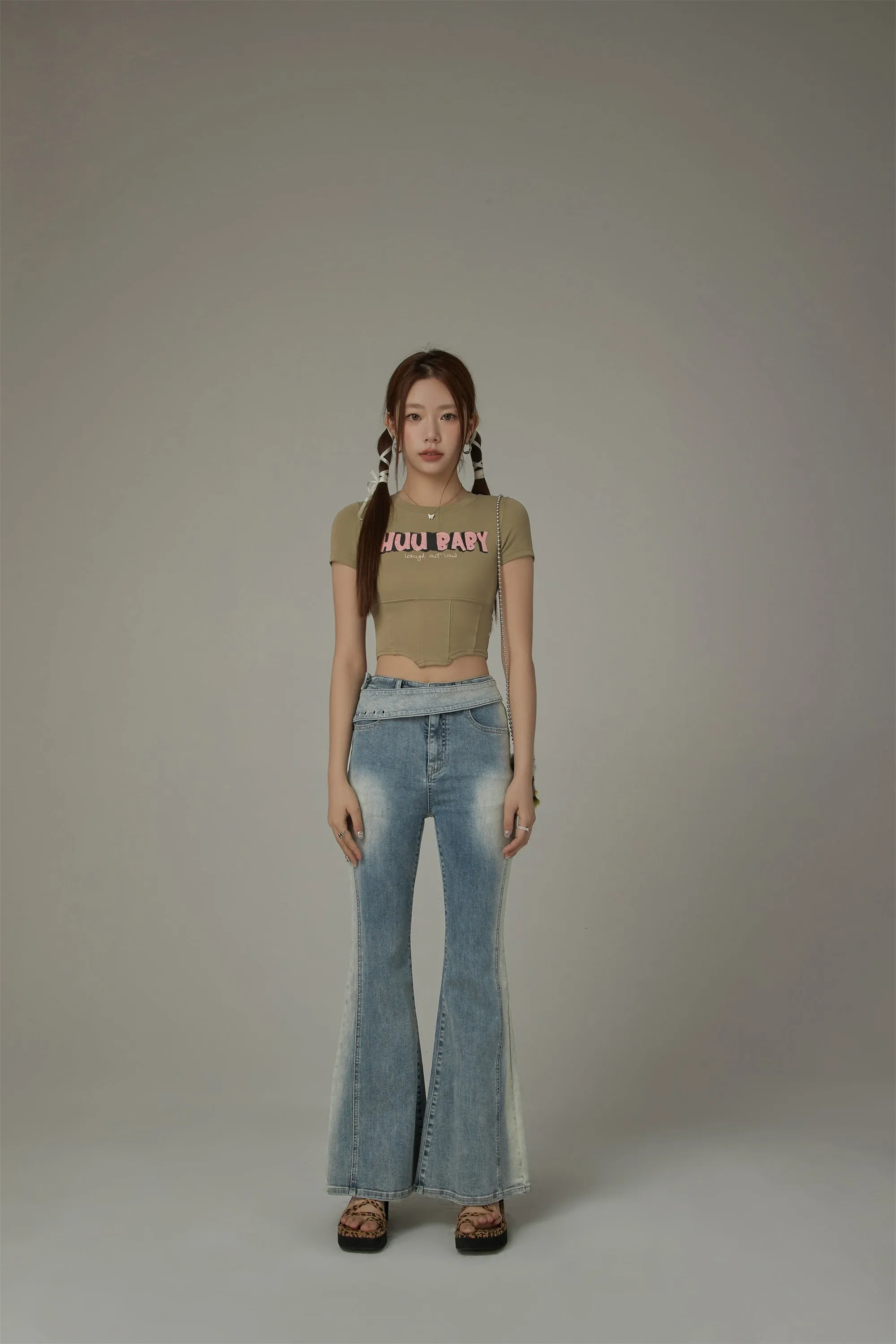 Washed Bootcut Denim Jeans