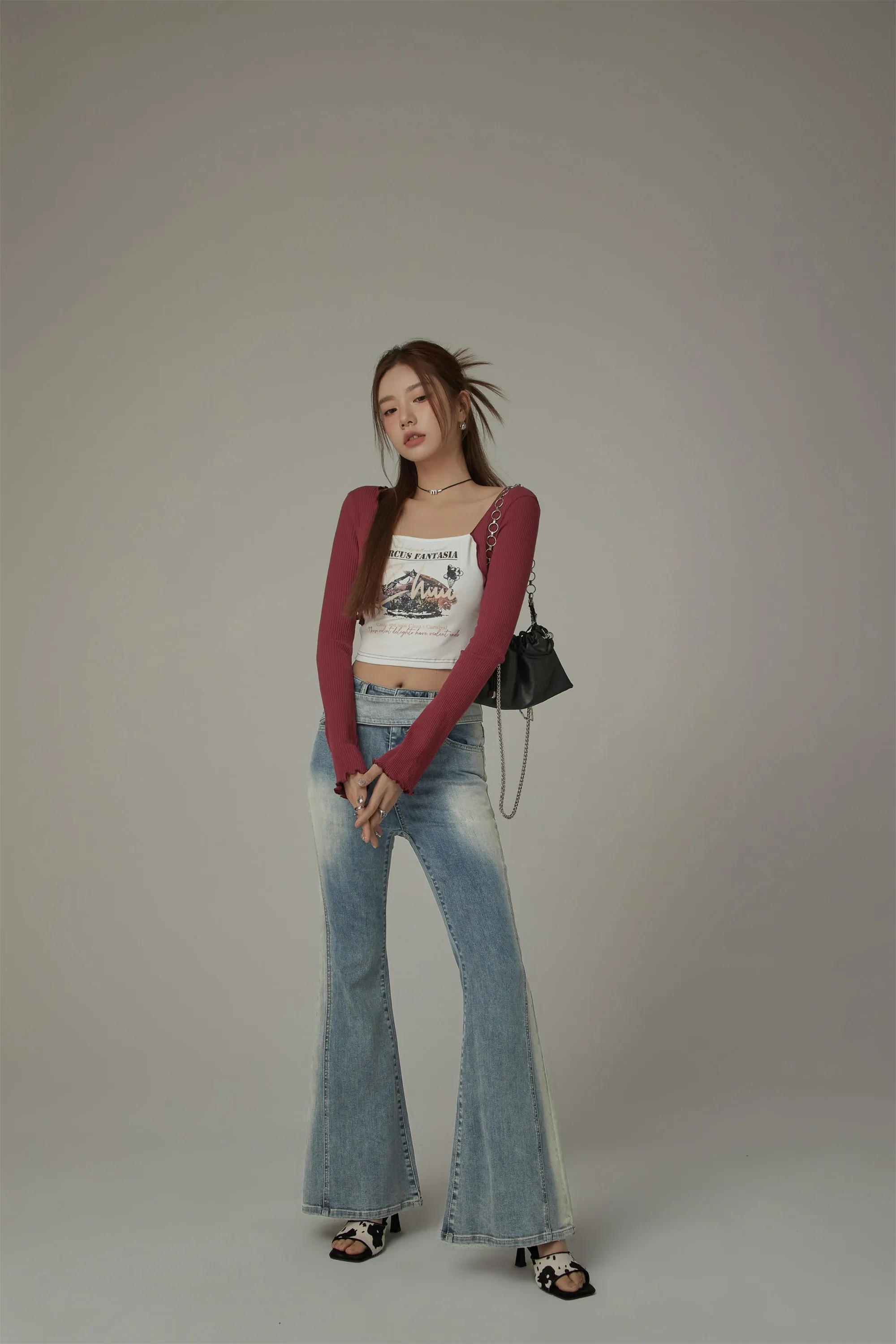 Washed Bootcut Denim Jeans