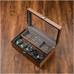 Watch Case High Grade Walnut Jewelry, Watch Integrated Storage Box Large Capacity Watch Organizer Jewelry Sorting Box (excluding Accessories) Watch Display Box