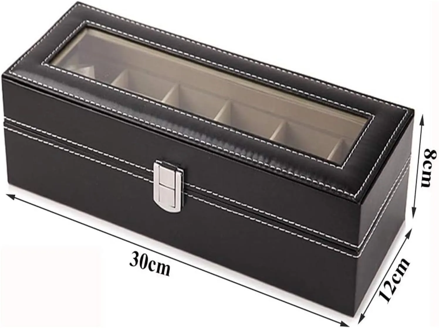 Watch Case,Elegant Watch Box Organizer for Men Women with 6 Slots, Transparent top, Portable Leather Watch Holder Mens Watches Case Storage Best for The Husband,