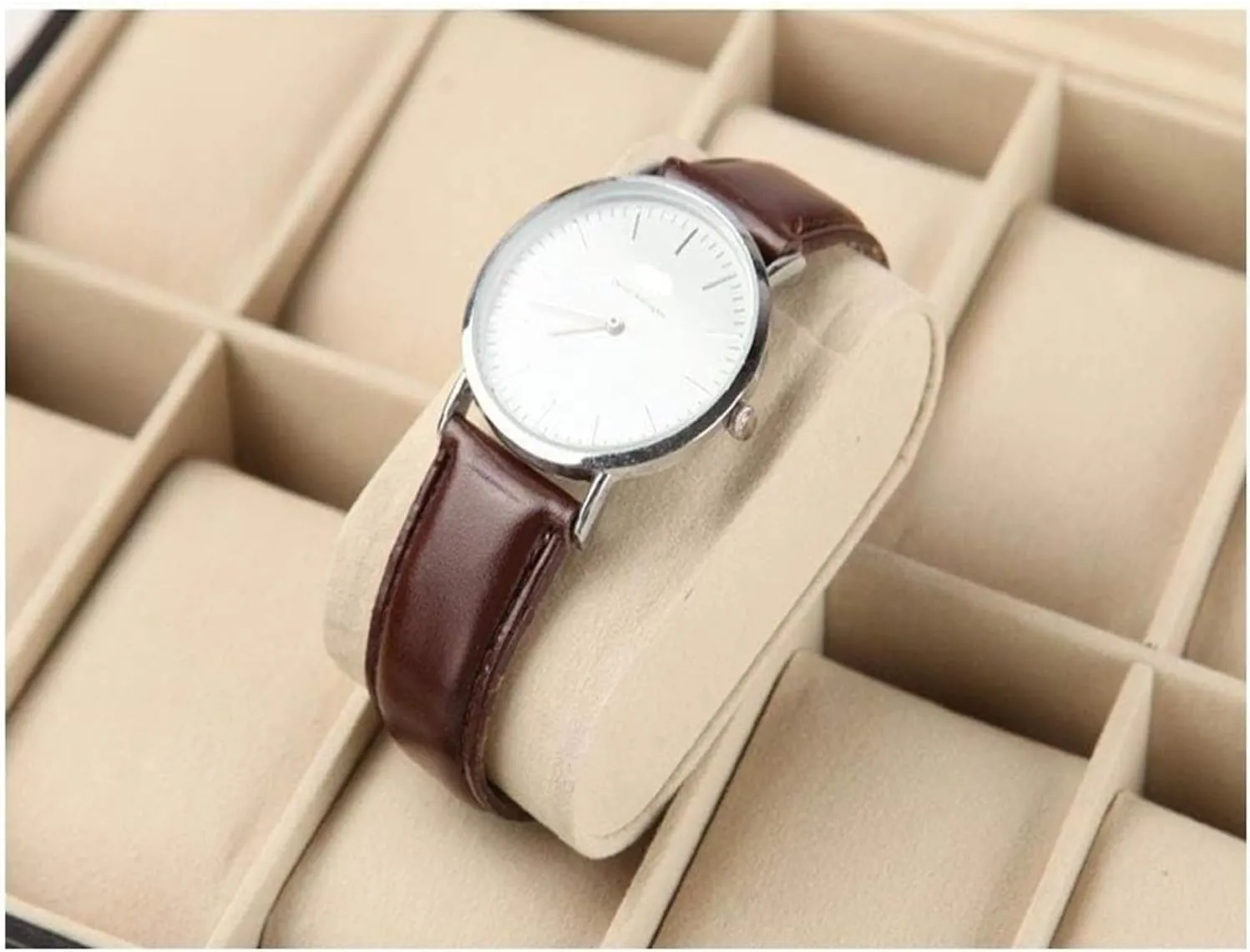 Watch Case,Elegant Watch Box Organizer for Men Women with 6 Slots, Transparent top, Portable Leather Watch Holder Mens Watches Case Storage Best for The Husband,