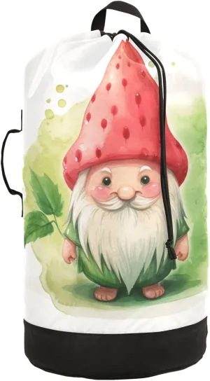 Watercolor Dwarf Laundry Backpack Bag with Drawstring Closure Waterproof Laundry Bag Laundry Hamper Clothes Storage for Travel Laundromat Apartment