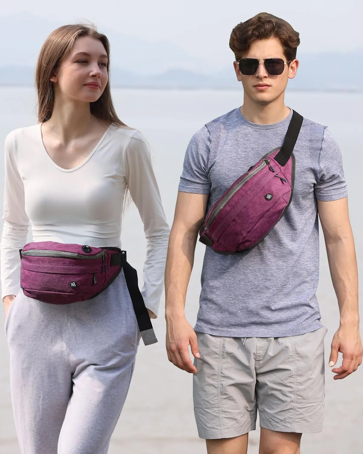 WATERFLY Fanny Pack for Men Women Water Resistant Large Hiking Waist Bag Pack Carrying All Phones for Running Walking Traveling