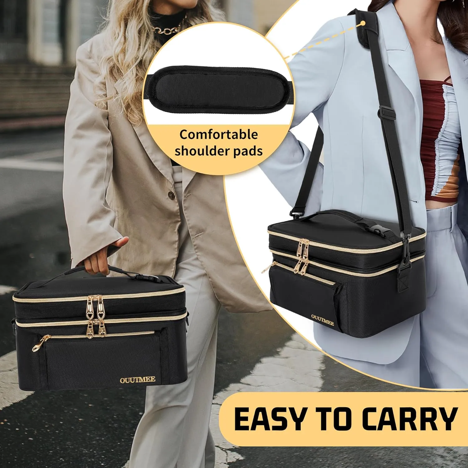 Wearable Breast Pump Bag, Double Layer Breastmilk Cooler Bags Portable Breastfeeding Pumps Carrying Case for Nursing & Working Moms (Ice Pack included)