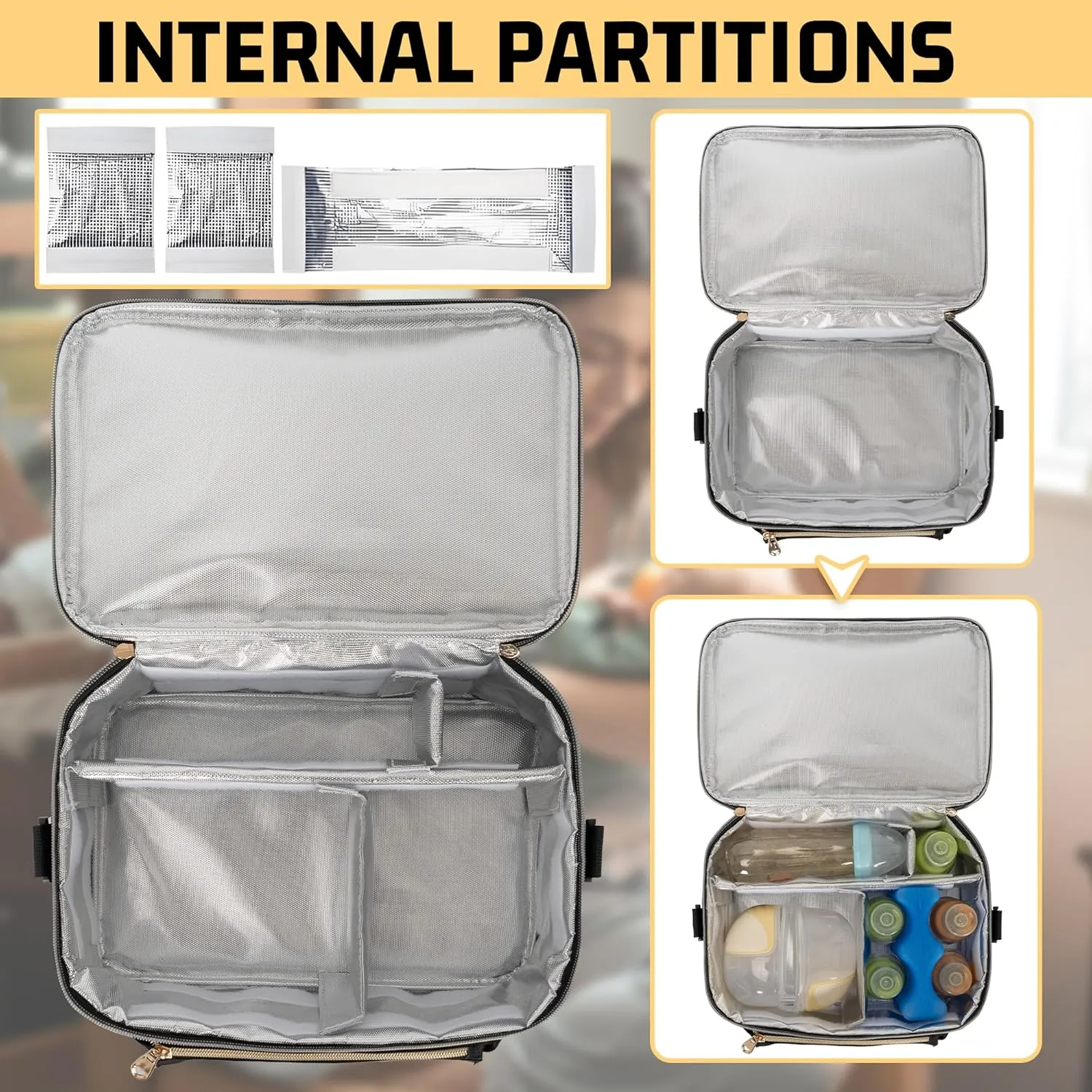Wearable Breast Pump Bag, Double Layer Breastmilk Cooler Bags Portable Breastfeeding Pumps Carrying Case for Nursing & Working Moms (Ice Pack included)