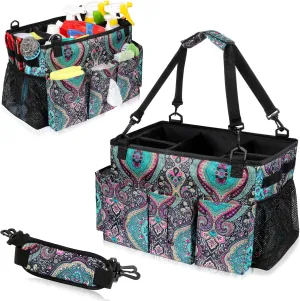 Wearable Cleaning Caddy Bag with Handle, Multi-functional Cleaning Supplies Caddy Organizer with Handle and Shoulder Strap for Car Wash, Gardening Tools, Painting/Picnic Items, Beach