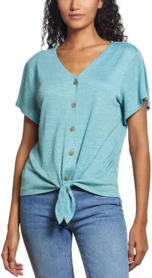 Weatherproof Vintage Ladies' Tie Front Top