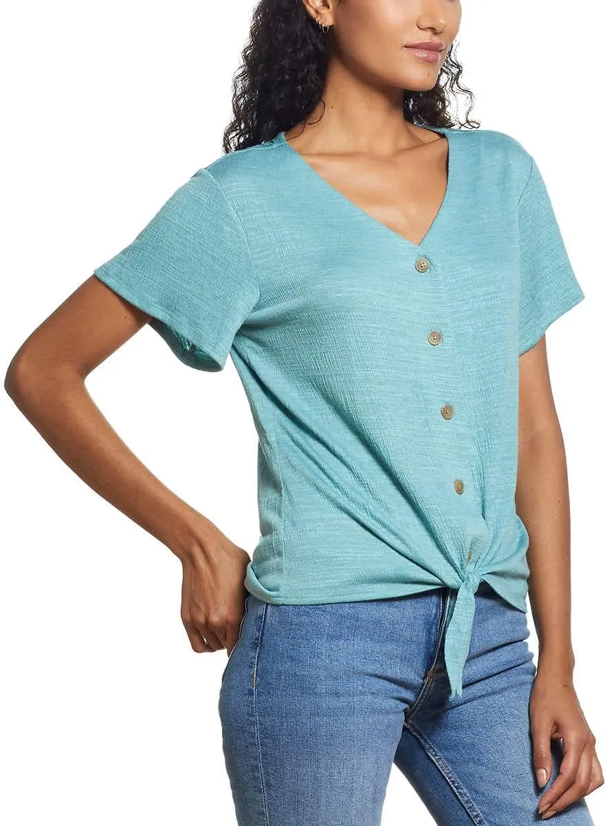 Weatherproof Vintage Ladies' Tie Front Top