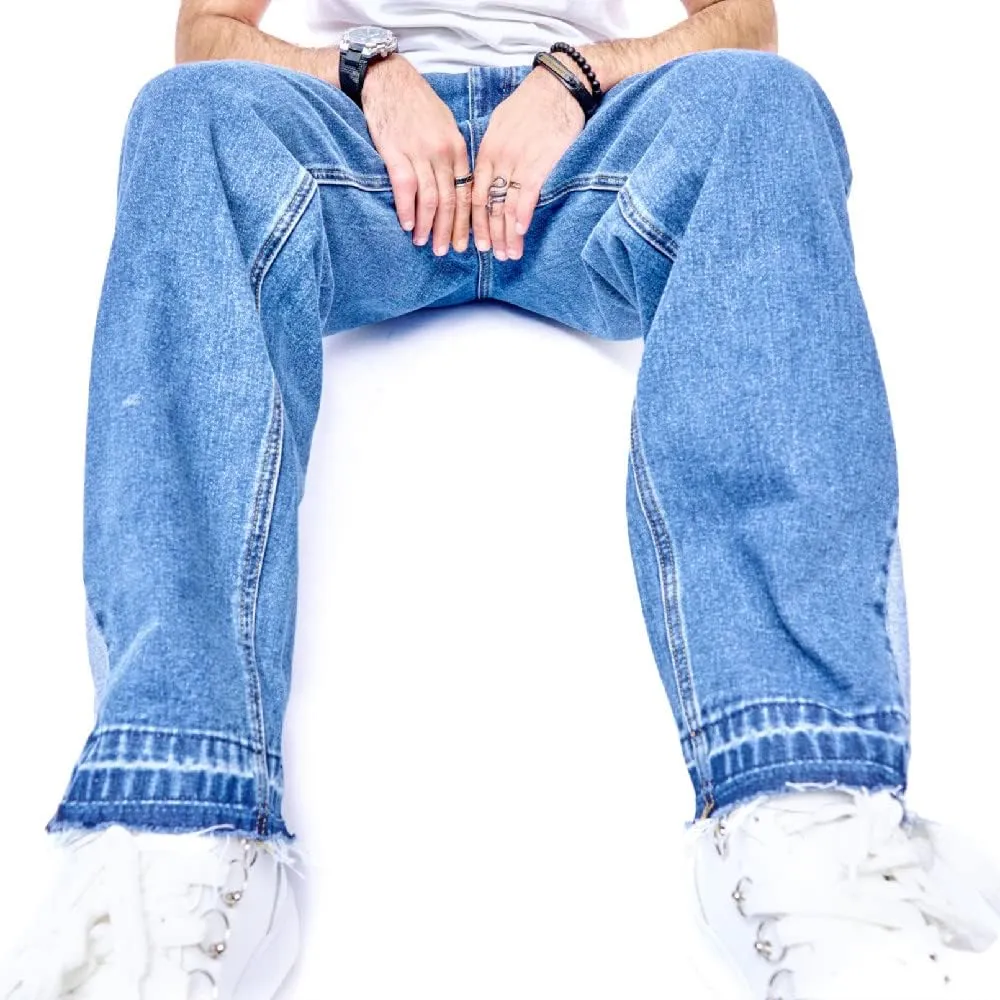 WEIBUMAOYI Men's Wide-Leg Jeans Straight Leg Carpenter Denim Pants Loose fit Trousers