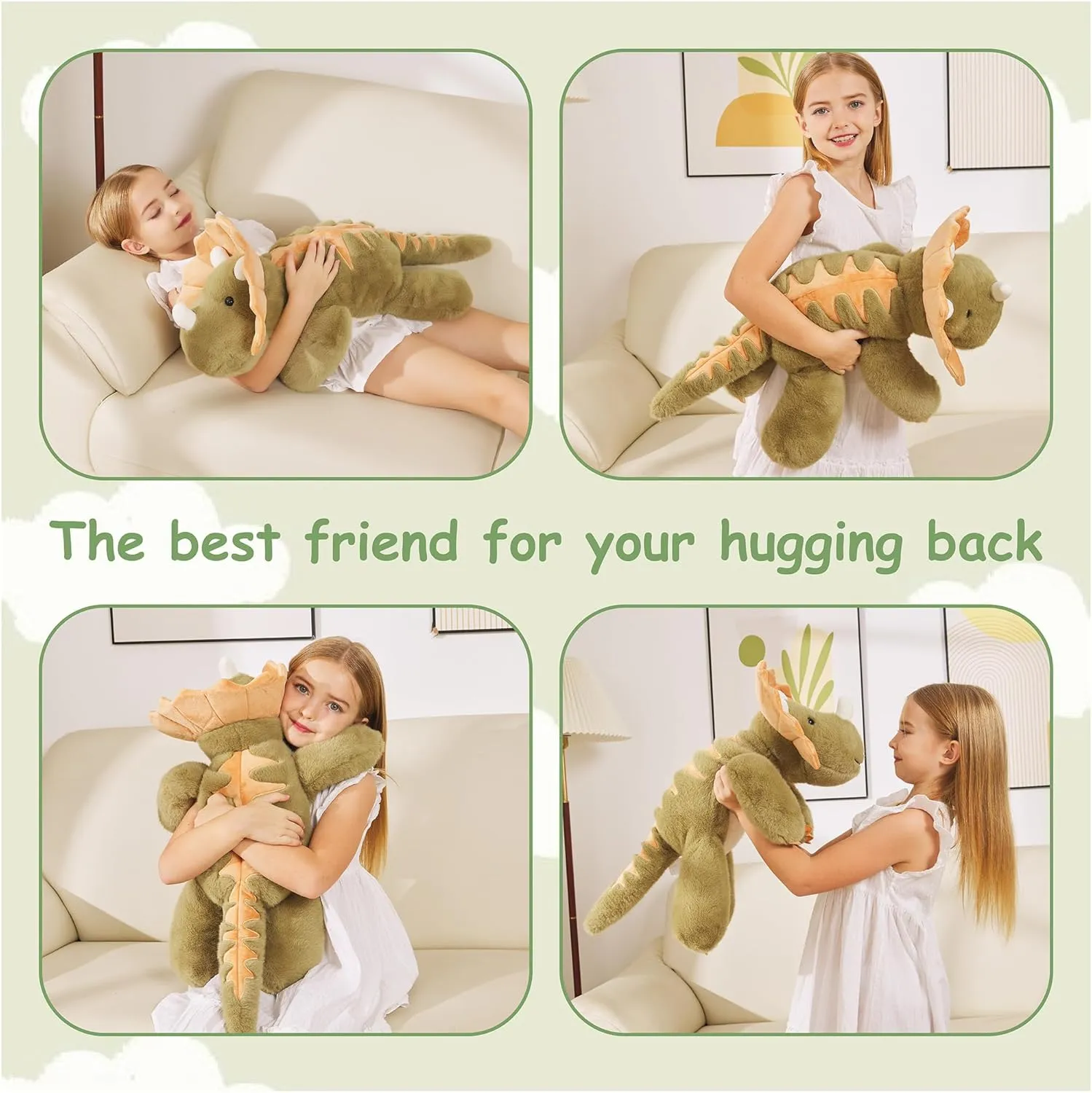 Weighted Stuffed Animals Dinosaur - 26.8" Big Stuffed Animal Toy Pillow for Kids & Adults, 5 lbs Ultra-Soft Washable Weighted Dino Plush