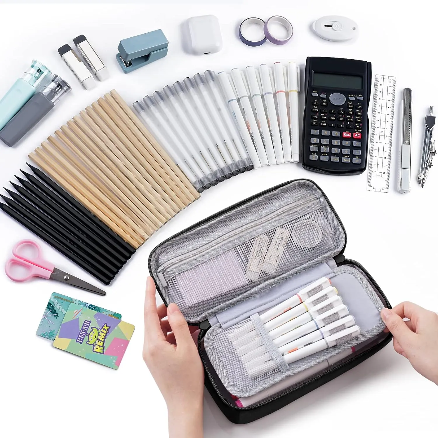 WEMATE Large Pencil Case, Big Capacity Pencil Pouch Stationery Pen Bag, Storage High Capacity Bag Pouch Holder Box Organizer, Marker Pen Case for Women & Men