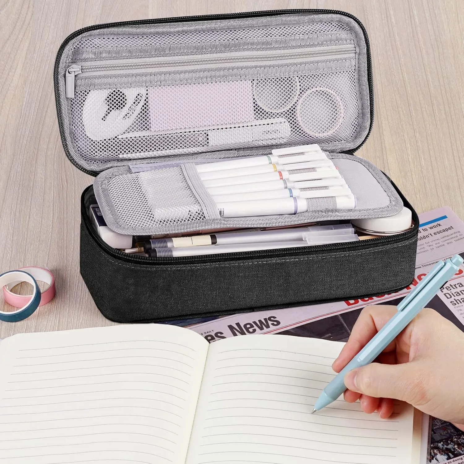 WEMATE Large Pencil Case, Big Capacity Pencil Pouch Stationery Pen Bag, Storage High Capacity Bag Pouch Holder Box Organizer, Marker Pen Case for Women & Men
