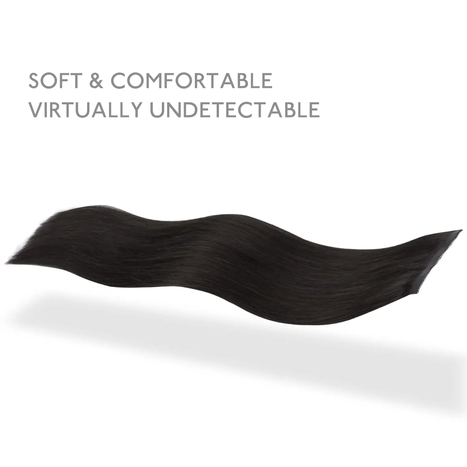 WENNALIFE Genius Seamless Clip-in Hair Extensions - 7pcs Ultra Invisible 50% Thinner Real Human Dark Brown Hair