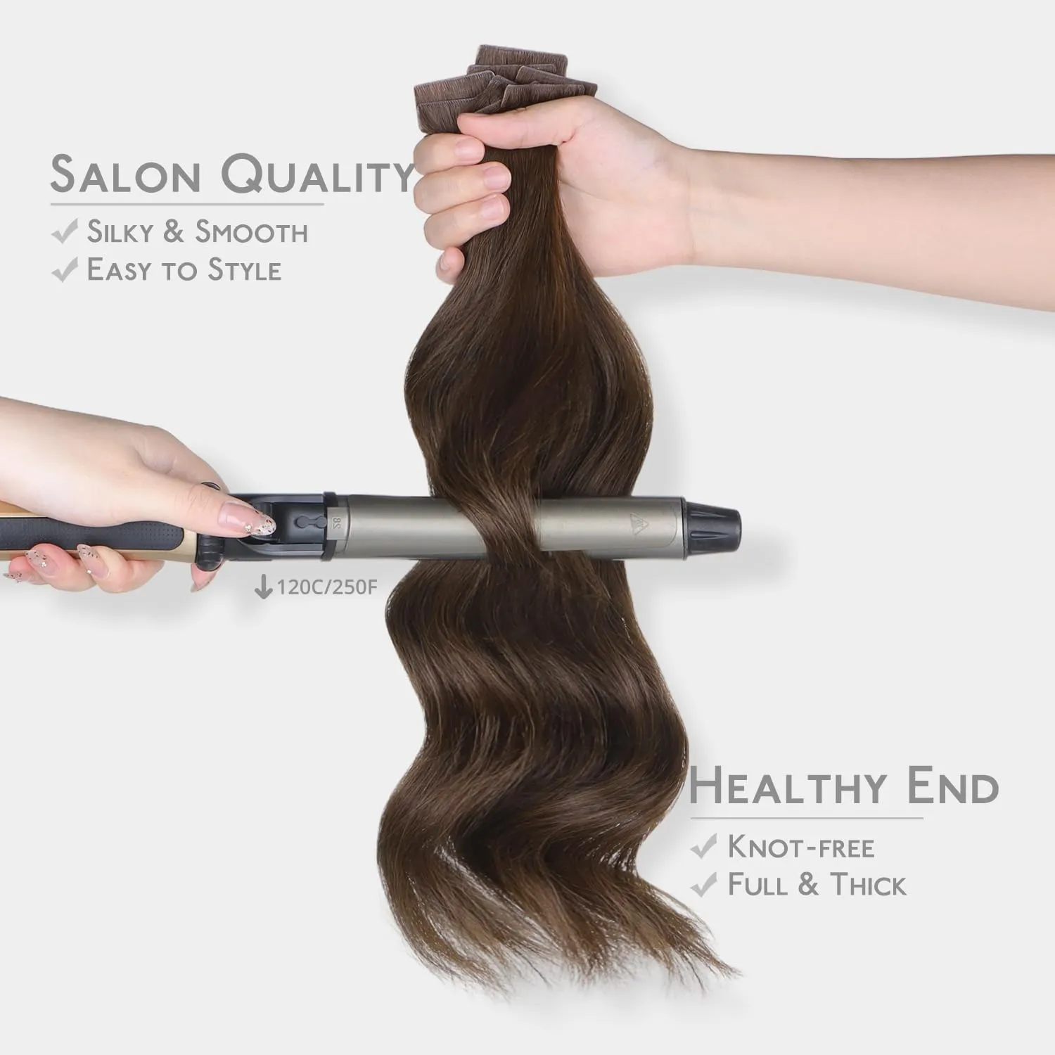 WENNALIFE Invisi Edge & Classic Tape in Hair Extensions Human Hair, 20 Inch 50g 20pcs(10pcs Invisi Edge & 10pcs Classic) Chocolate Brown Invisible Luxury Remy Hair Natural Seamless Injected Tape Ins