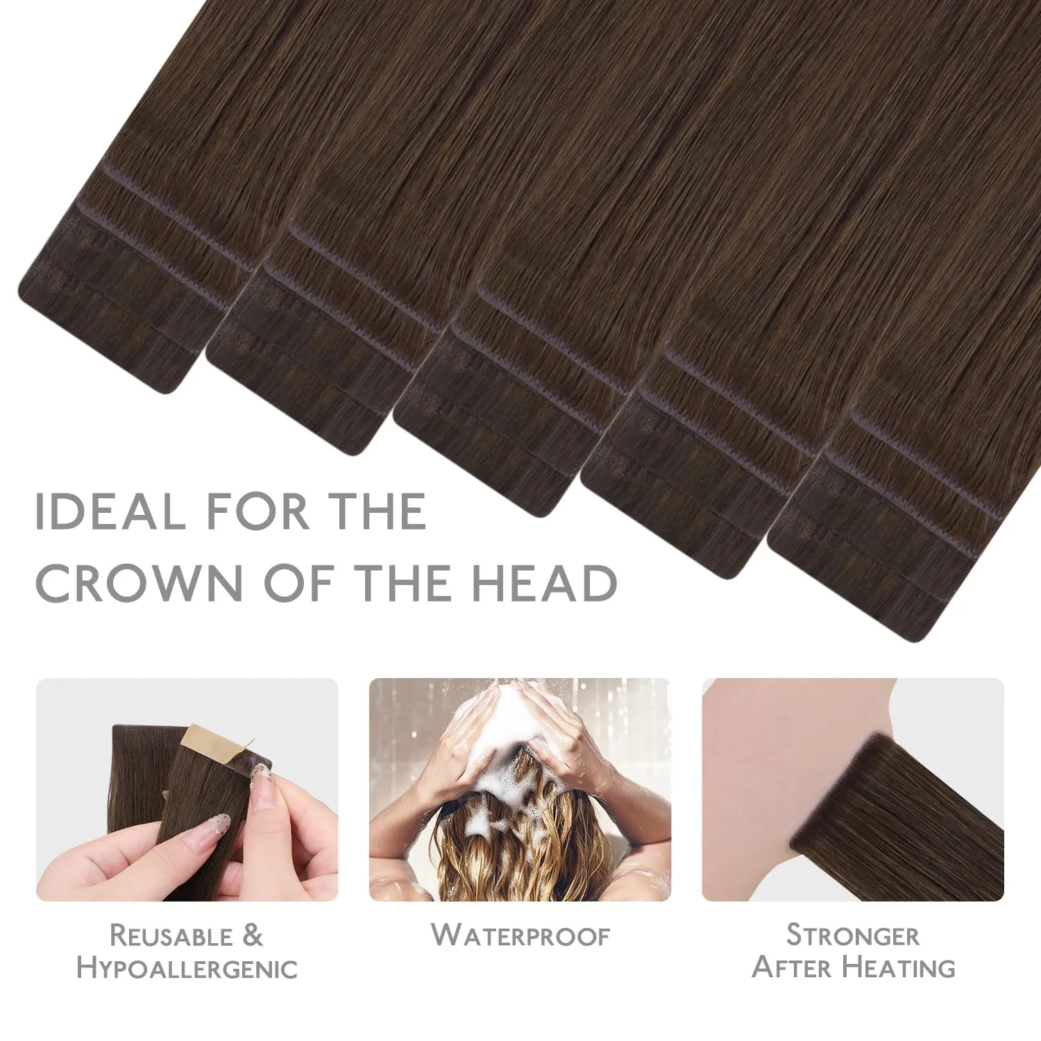 WENNALIFE Invisi Edge & Classic Tape in Hair Extensions Human Hair, 20 Inch 50g 20pcs(10pcs Invisi Edge & 10pcs Classic) Chocolate Brown Invisible Luxury Remy Hair Natural Seamless Injected Tape Ins