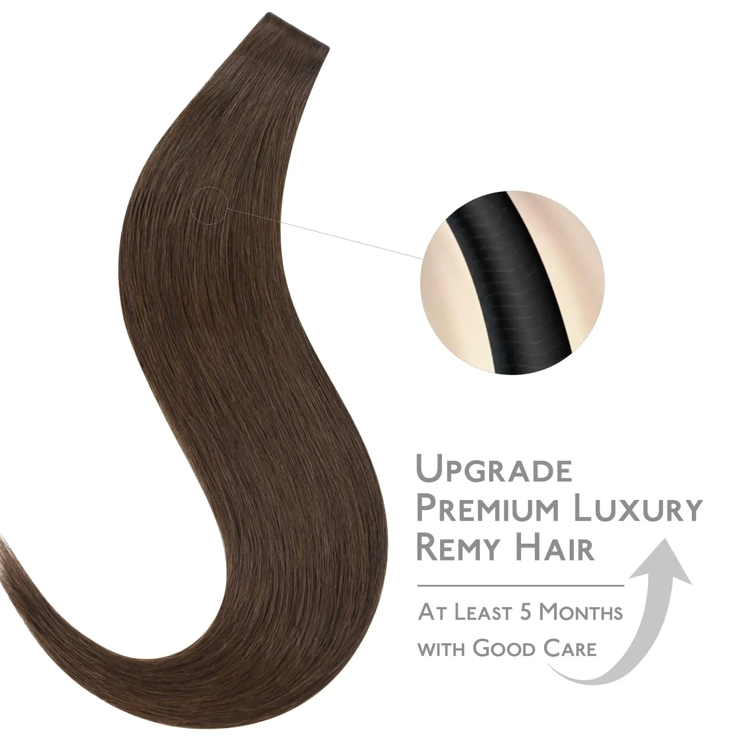 WENNALIFE Invisi Edge & Classic Tape in Hair Extensions Human Hair, 20 Inch 50g 20pcs(10pcs Invisi Edge & 10pcs Classic) Chocolate Brown Invisible Luxury Remy Hair Natural Seamless Injected Tape Ins