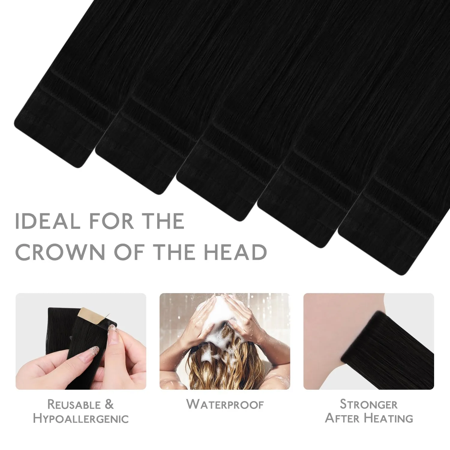 WENNALIFE Invisi Edge & Classic Tape in Hair Extensions Human Hair, 20 Inch 50g 20pcs(10pcs Invisi Edge & 10pcs Classic) Jet Black Invisible Luxury Remy Hair Natural Seamless Injected Tape Ins