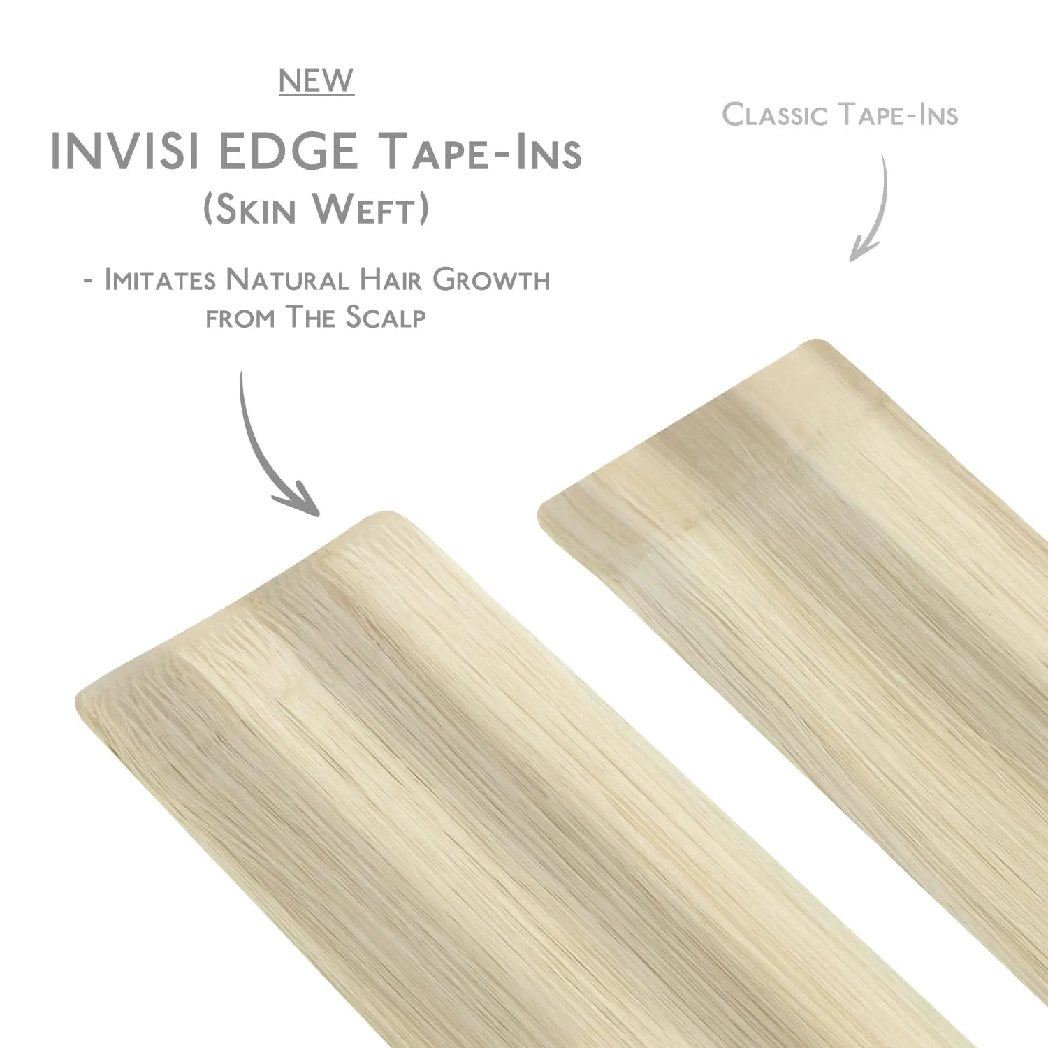WENNALIFE Invisi Edge Tape in Hair Extensions Human Hair, 14 Inch 50g 20pcs Ash Blonde Highlighted Platinum Blonde Invisible Luxury Remy Hair Extensions Natural Seamless Injected Tape Ins Straight